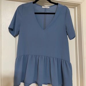 Blue open back blouse